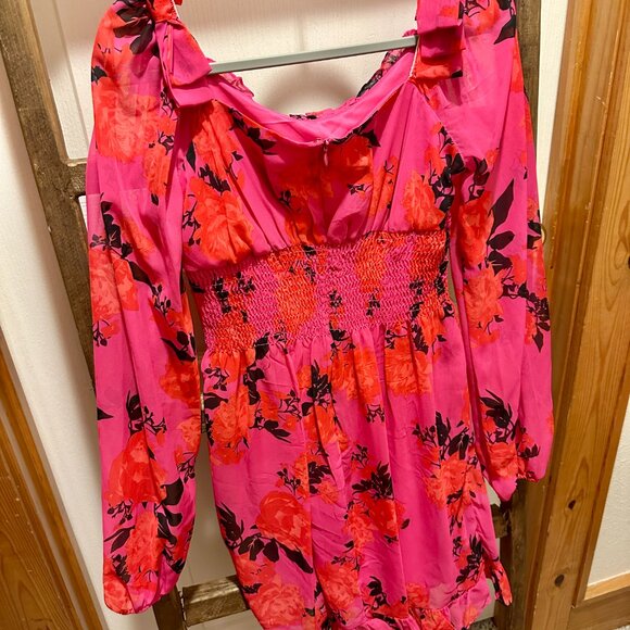 Bright Pink and Orange Betsey Johnson Longsleeve Floral Dress Sz 6 - Picture 2 of 3